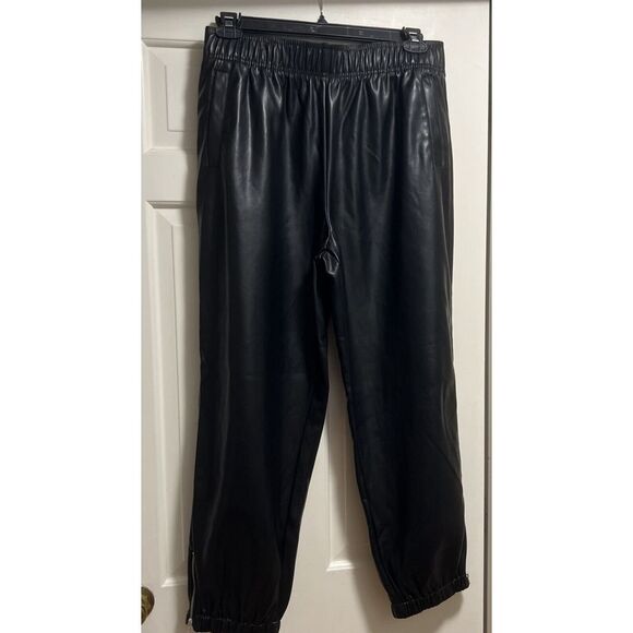 Avec Les Filles‎ Faux Leather Pants Pockets Women's Size Large BLK - Picture 1 of 8